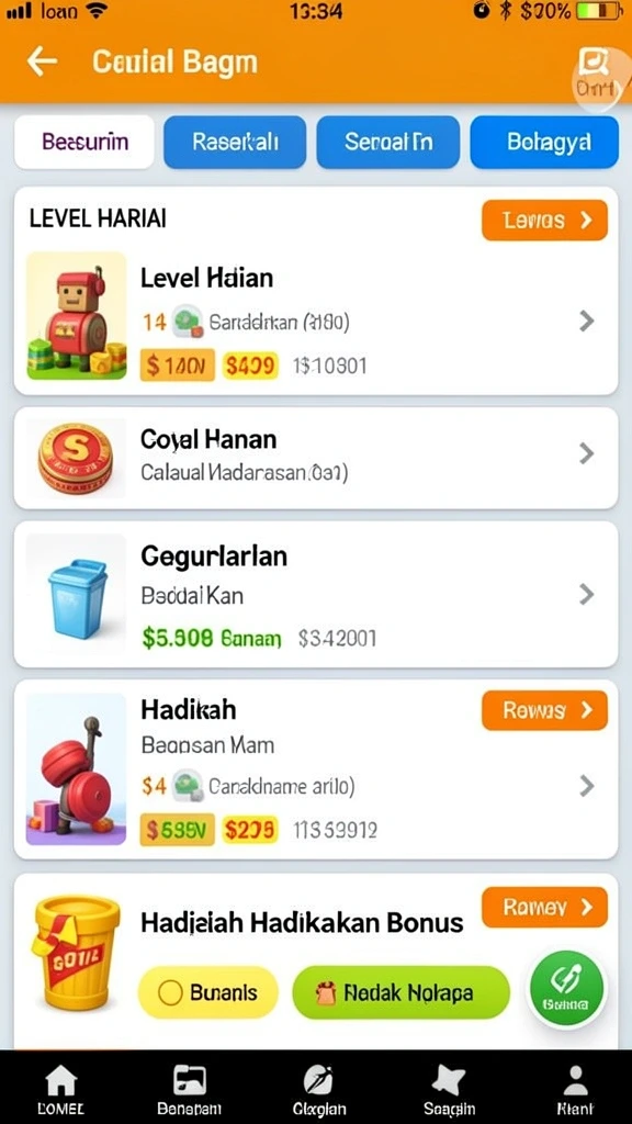 Screenshot menunjukkan tampilan menu utama yang menarik.