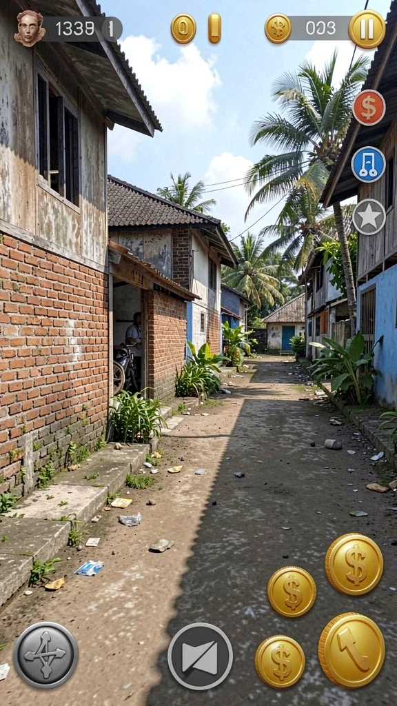 Mengendarai Vespa di jalanan kota yang ramai.